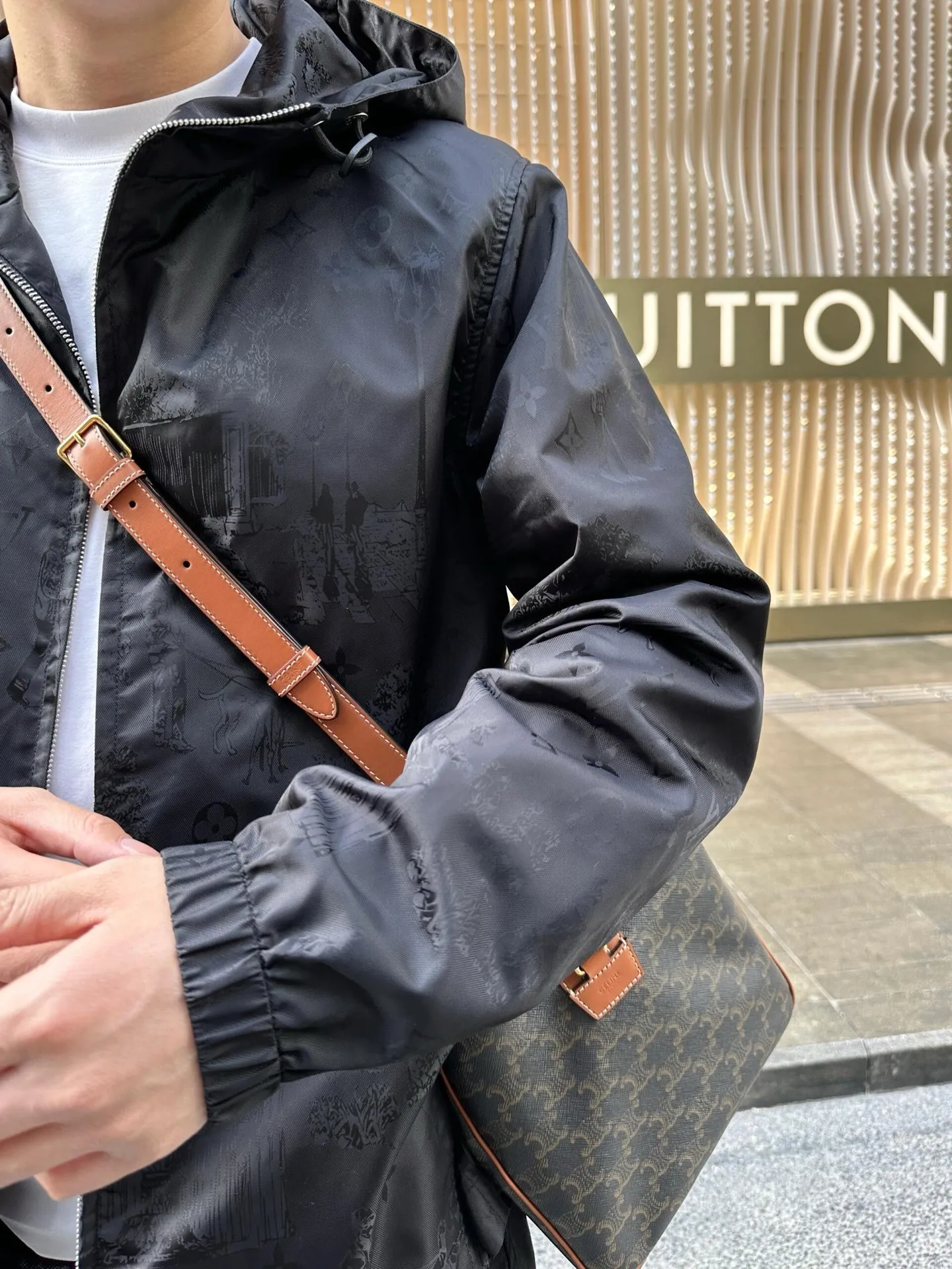 Louis Vuitton/Louis Vuitton 25Fw dog walking dark pattern jacquard windbreaker jacket